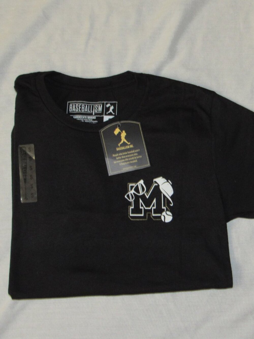 NWT Baseballism Baseball #1 MOM Black Short Sleeve T Shirt Women's sz M